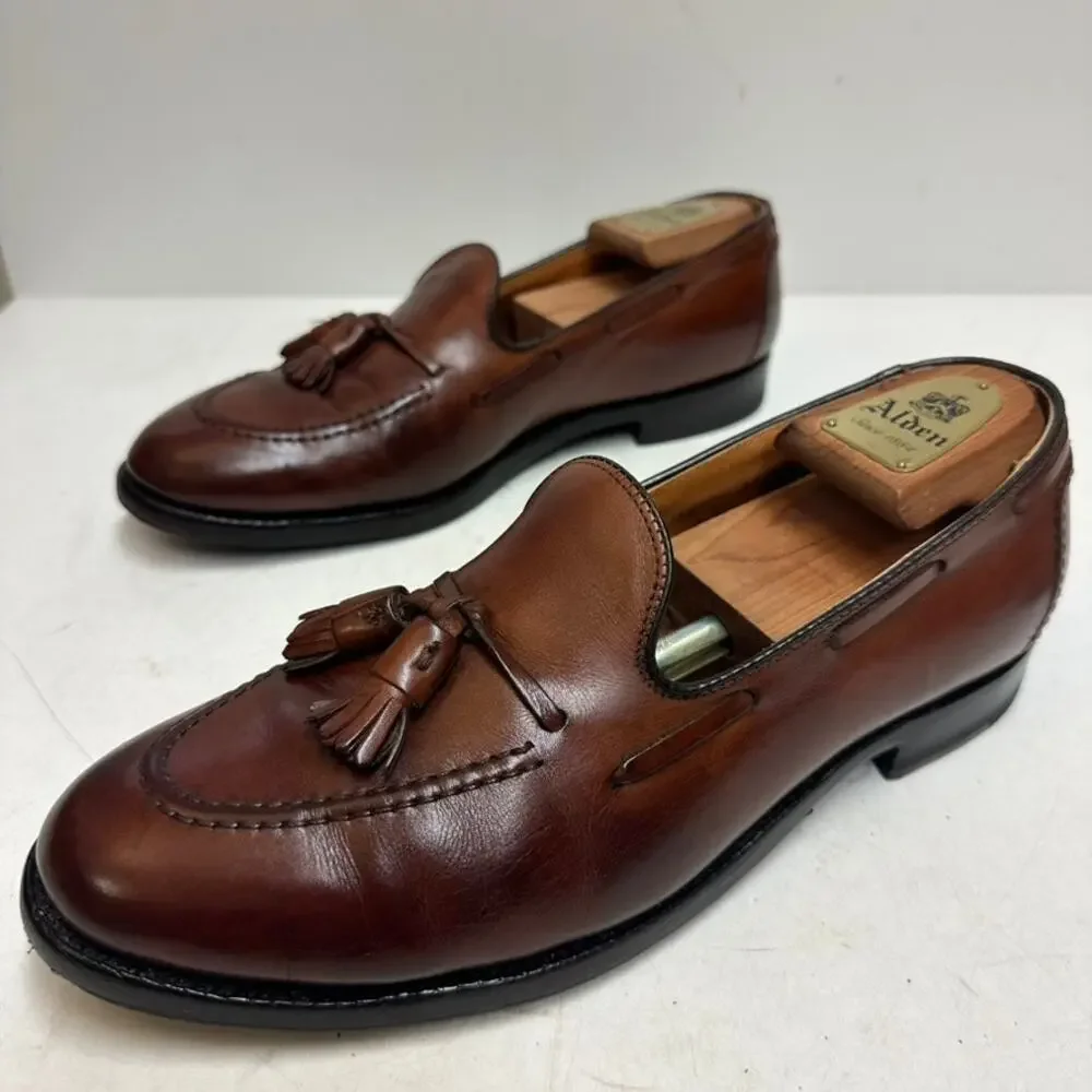 RESOLED Alden 3697F Cognac Calfskin Tassel Loafer Brown Tan Made in USA 10 D